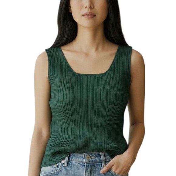 PLEATS PLEASE Issey Miyake Green Sleeveless Round Neck Tank Top Shirt Size 3 M L - Picture 3 of 5